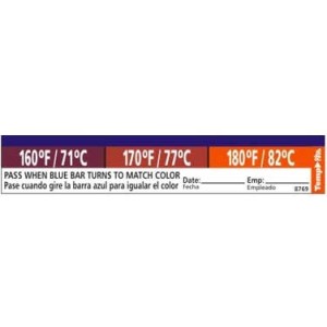 Dishwashing Test Strips, 160, 170, 180oF